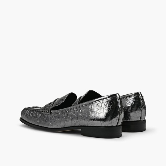 Michael Kors Gray Metallic Patent Leather Penny Loafers flats Slip On Shoes 6.5 - Picture 3 of 8